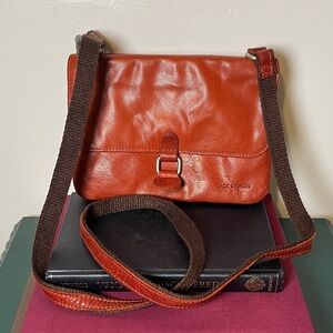 Jack Georges Genuine‎ Leather Burnt Brown Voyager Wallet on String Crossbody Bag